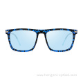 New Fashion Women Square Polarized Blue Clear Black Acetate Metal Frame Polarized Sunglasses